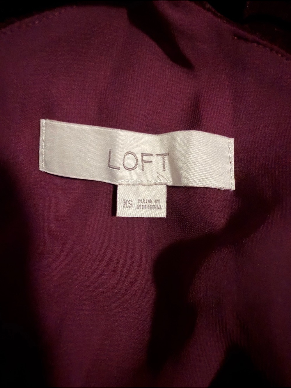 LOFT Classic Burgundy Wine Suede Feel Jacquard Cami Tank Top XS - Picture 3 of 7